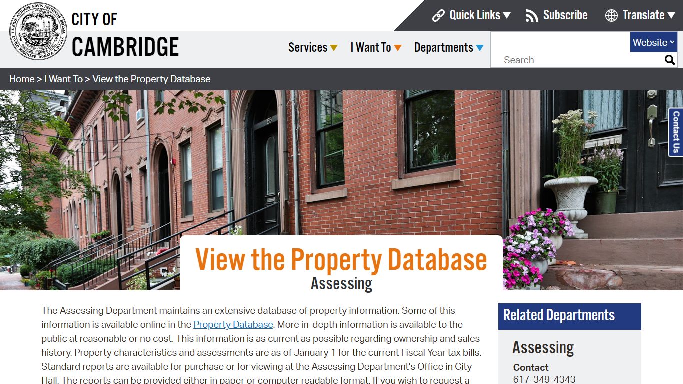 View the Property Database - City of Cambridge, MA